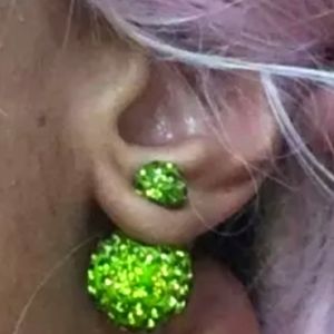 💚Green Crystal Double🟢Side Ball Earrings💚